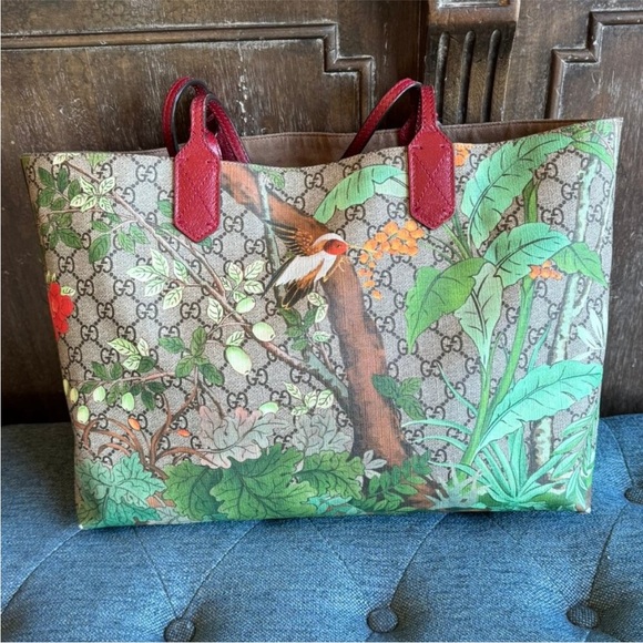 Gucci Multicolor Bird Print Tote - Picture 5 of 16